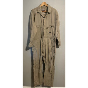 Berne Mens Coveralls Size XL Khaki Flame Resistant HRC 2 Workwear Utility FLAW